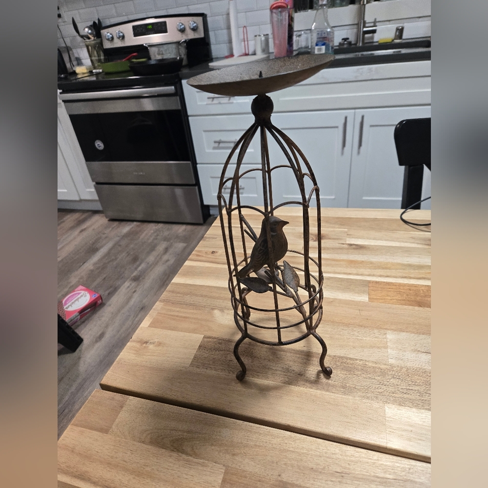 Distressed "Rusted" Birdcage Candle Holder Farmhouse Chic Cottage Core Eclectic - Picture 8 of 8